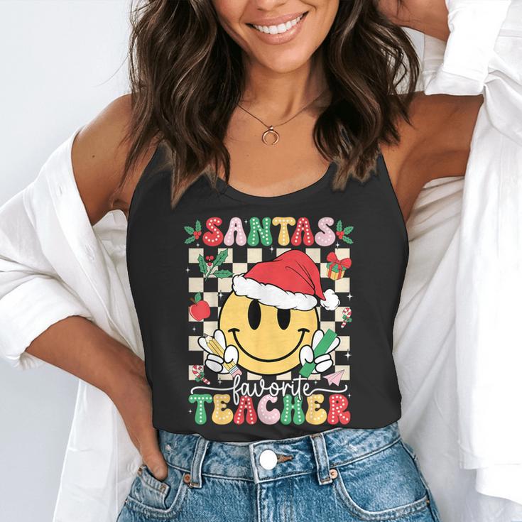 Santas Favorite Teacher Retro Groovy Smile Face Christmas Flowy Tank, funny gift Santas Favorite Teacher Retro Groovy Smile Face Christmas Flowy Tank, funny gift