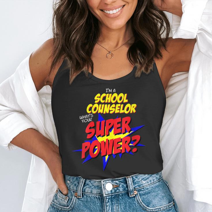 School Counselor Teacher Superhero Superpower Comic Book Flowy Tank, funny gift School Counselor Teacher Superhero Superpower Comic Book Flowy Tank, funny gift
