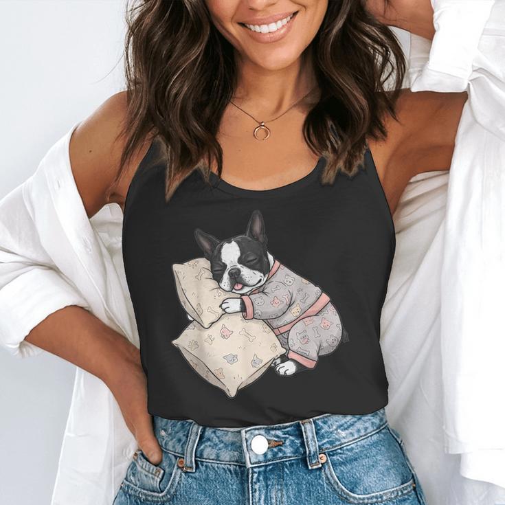 Sleepy Boston Terrier Pajama Men Women Kids Flowy Tank, funny gift