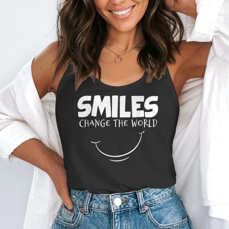 Smile Smiles Change The World Teacher T-Shirt Happy T-Shirt Flowy Tank, funny gift