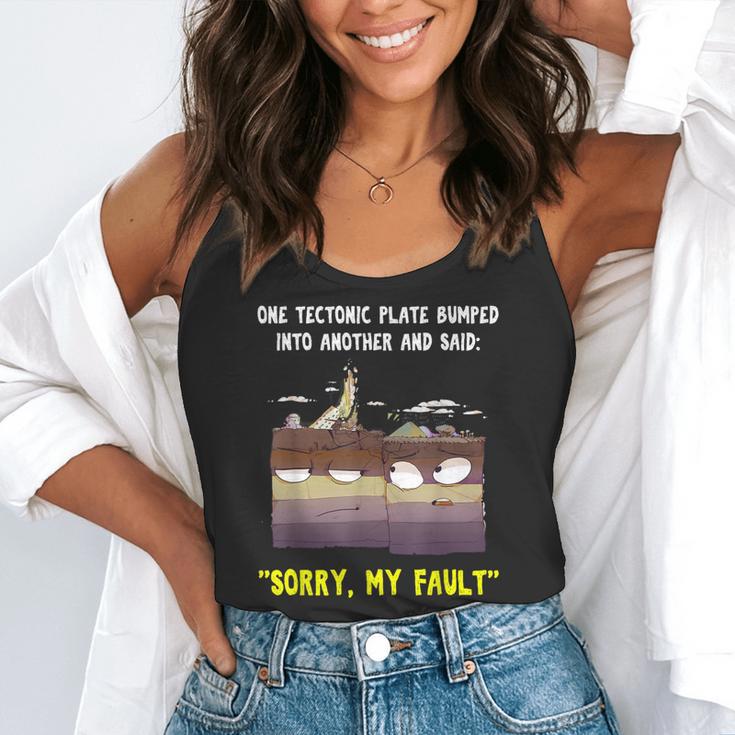 Sorry My Fault Earthquake Tectonic Plate Science Teacher Pun Flowy Tank, funny gift