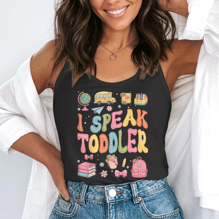 I Speak Toddler Teacher Pre-K Frist Day Back To School Flowy Tank, funny gift