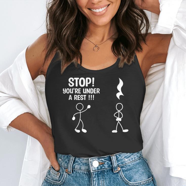 Stop You'Re Under A Rest Music Teacher Flowy Tank, funny gift
