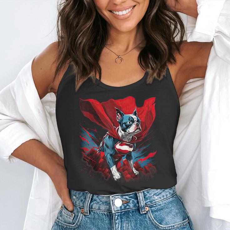 Super Power Superhero Boston Terrier Dog For Men Women Kids Flowy Tank, funny gift