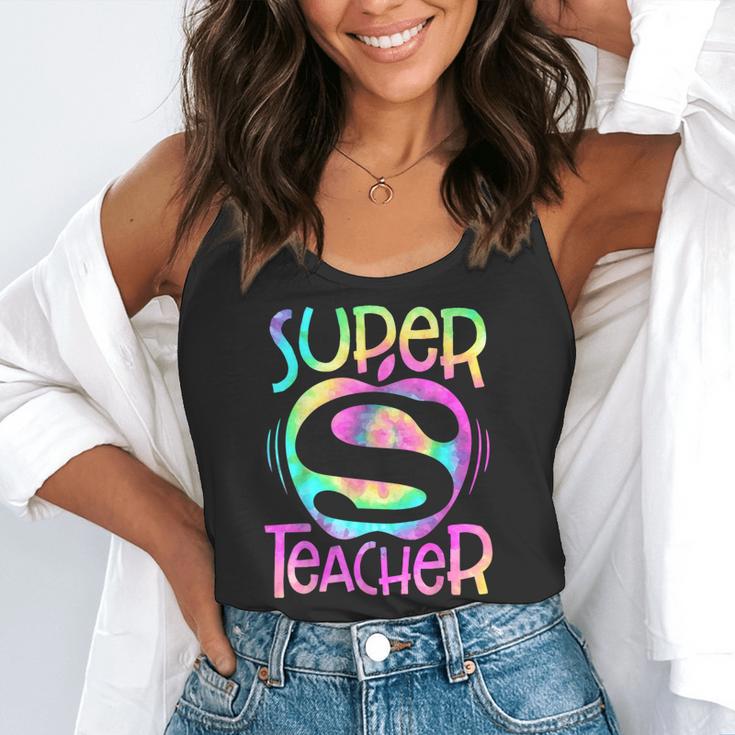 Super Teacher Back To School Apple Tie Dye First Day Flowy Tank, funny gift Super Teacher Back To School Apple Tie Dye First Day Flowy Tank, funny gift