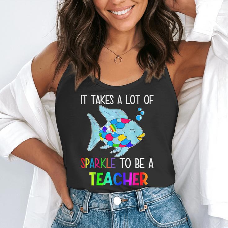 It Takes A Lot Of Sparkle To Be A Teacher Rainbow Fish For Men Women Flowy Tank, funny gift