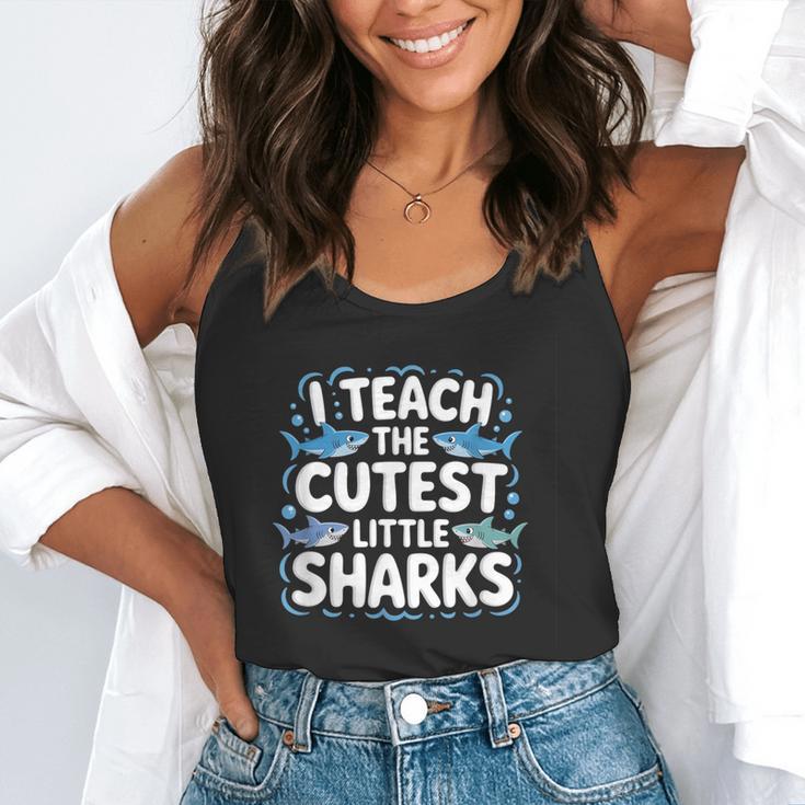I Teach The Cutest Little Sharks Teacher School Flowy Tank, funny gift