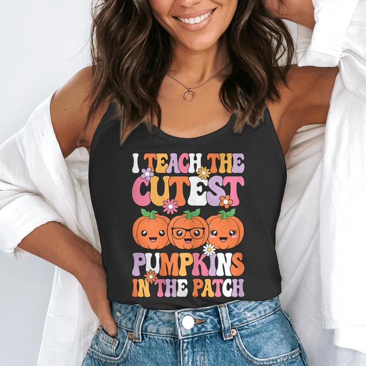 I Teach The Cutest Pumpkins Halloween Fall Teacher Women Flowy Tank, funny gift