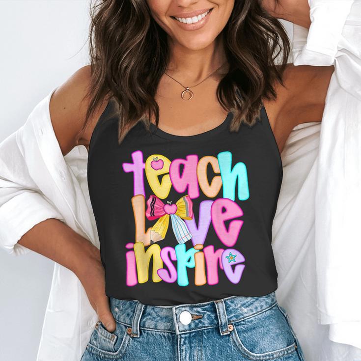Teach Love Inspire Preppy Back To School Teacher Women Flowy Tank, funny gift Teach Love Inspire Preppy Back To School Teacher Women Flowy Tank, funny gift