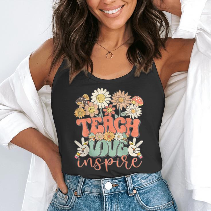 Teach Love Inspire Retro Groovy Daisy Back To School Teacher For Men Women Kids Flowy Tank, funny gift Teach Love Inspire Retro Groovy Daisy Back To School Teacher For Men Women Kids Flowy Tank, funny gift