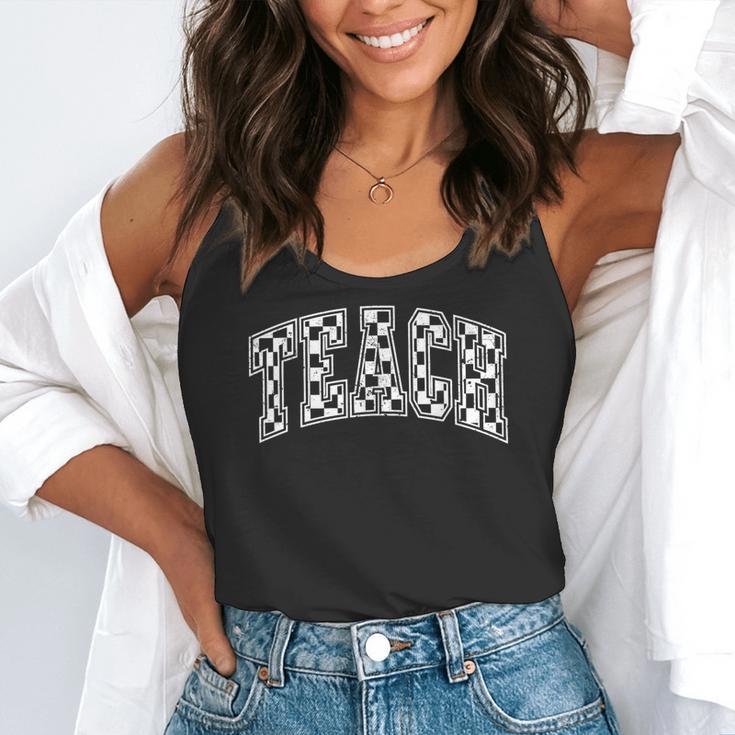 Teach Teacher Checkered First Day Of School Back To School Flowy Tank, funny gift