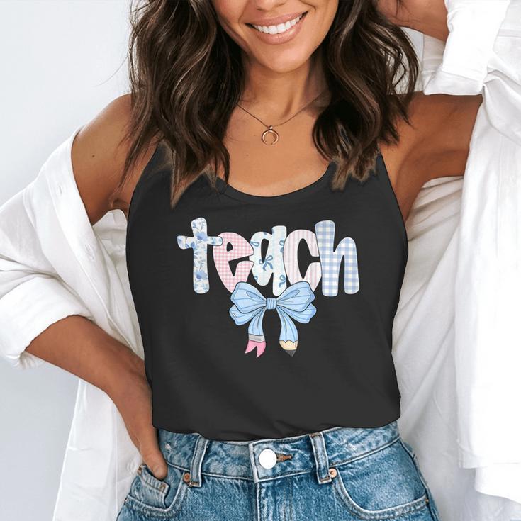 Teach Teacher Coquette Bow Pencil Back To School First Day Flowy Tank, funny gift Teach Teacher Coquette Bow Pencil Back To School First Day Flowy Tank, funny gift