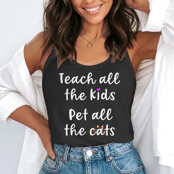 Teacher Cat Lover Mom Teach All The Kids Pet All The Cats Flowy Tank, funny gift
