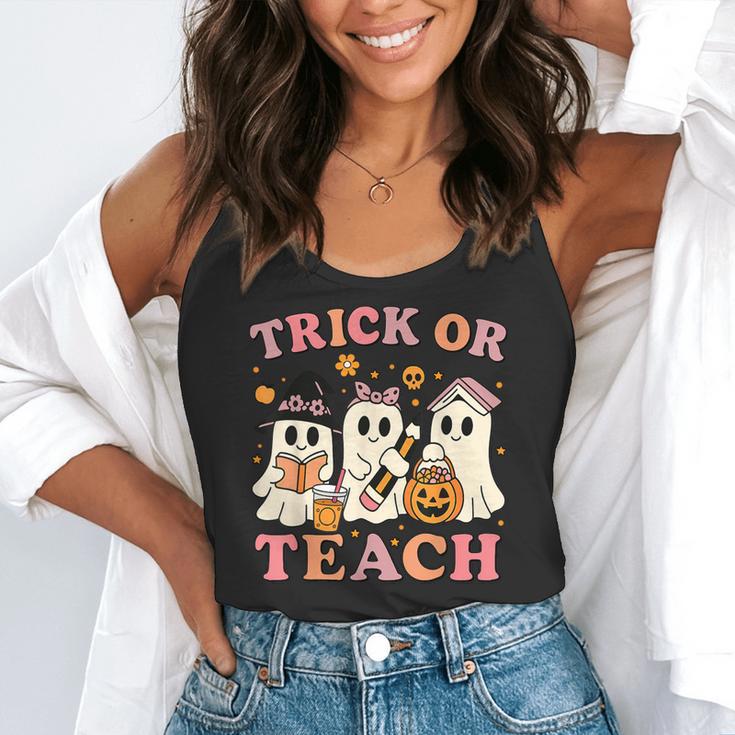 Teacher Halloween Trick Or Teach Cute Ghost Coffee Pumpkins Flowy Tank, funny gift Teacher Halloween Trick Or Teach Cute Ghost Coffee Pumpkins Flowy Tank, funny gift
