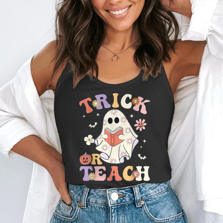 Teacher Halloween Trick Or Teach Floral Ghost Flowy Tank, funny gift Teacher Halloween Trick Or Teach Floral Ghost Flowy Tank, funny gift