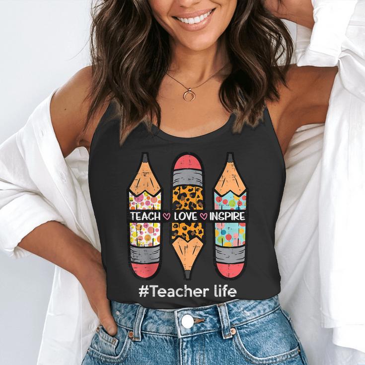 Teacher Life Teach Love Inspire Pencils Inspirational Women Flowy Tank, funny gift Teacher Life Teach Love Inspire Pencils Inspirational Women Flowy Tank, funny gift