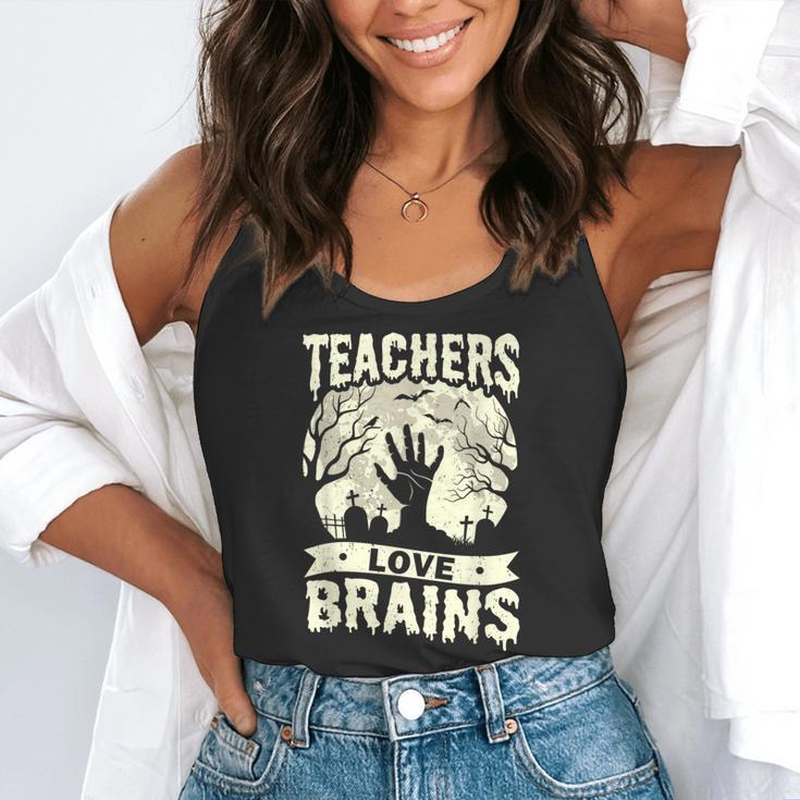 Teachers Love Brains Halloween Costume Boo Trick Teach Flowy Tank, funny gift
