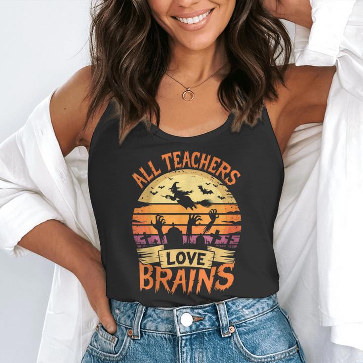 All Teachers Love Brains Halloween Teacher Flowy Tank, funny gift