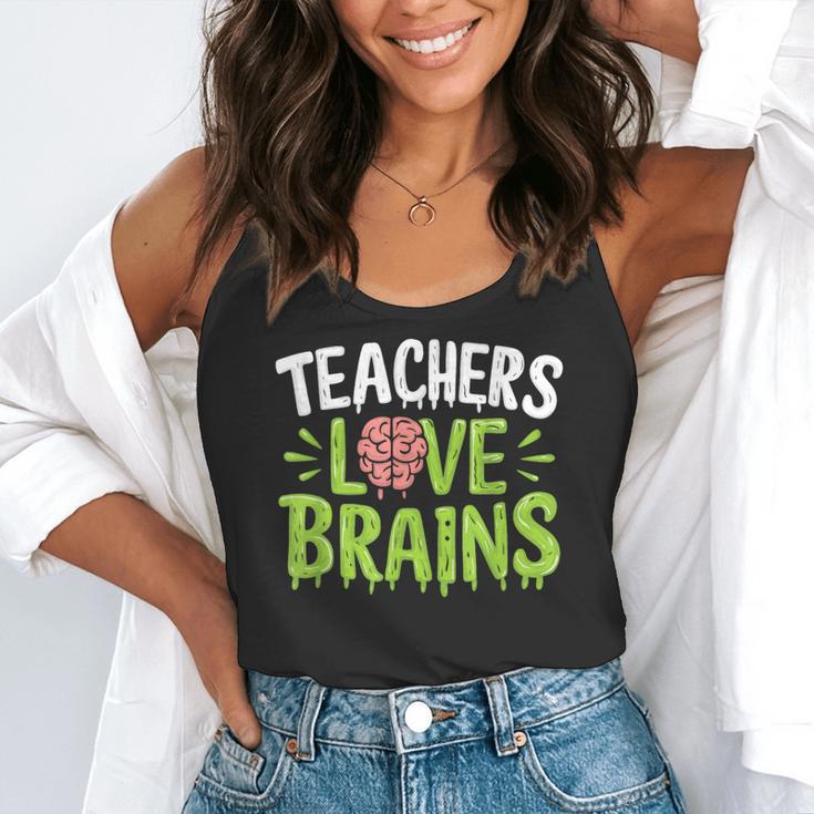Teachers Love Brains Halloween Teacher Zombie Flowy Tank, funny gift Teachers Love Brains Halloween Teacher Zombie Flowy Tank, funny gift