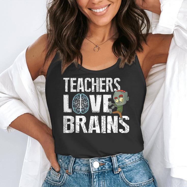Teachers Love Brains Zombie Halloween Hilarious Flowy Tank, funny gift