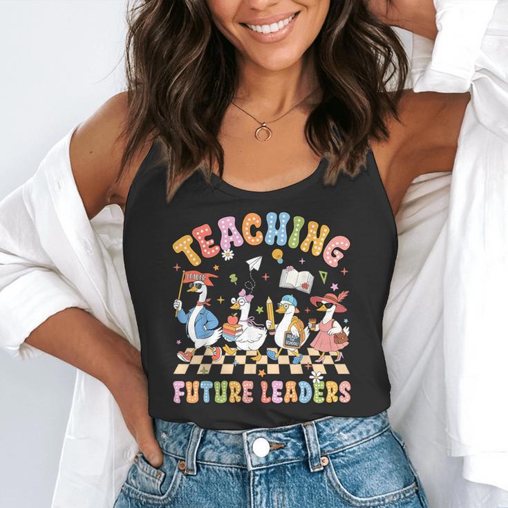 Teaching Future Leaders Teacher Back To School Cute Goose Flowy Tank, funny gift