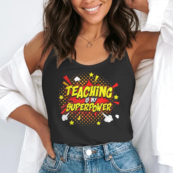 Teaching Is My Superpower Retro Comic Teacher Flowy Tank, funny gift