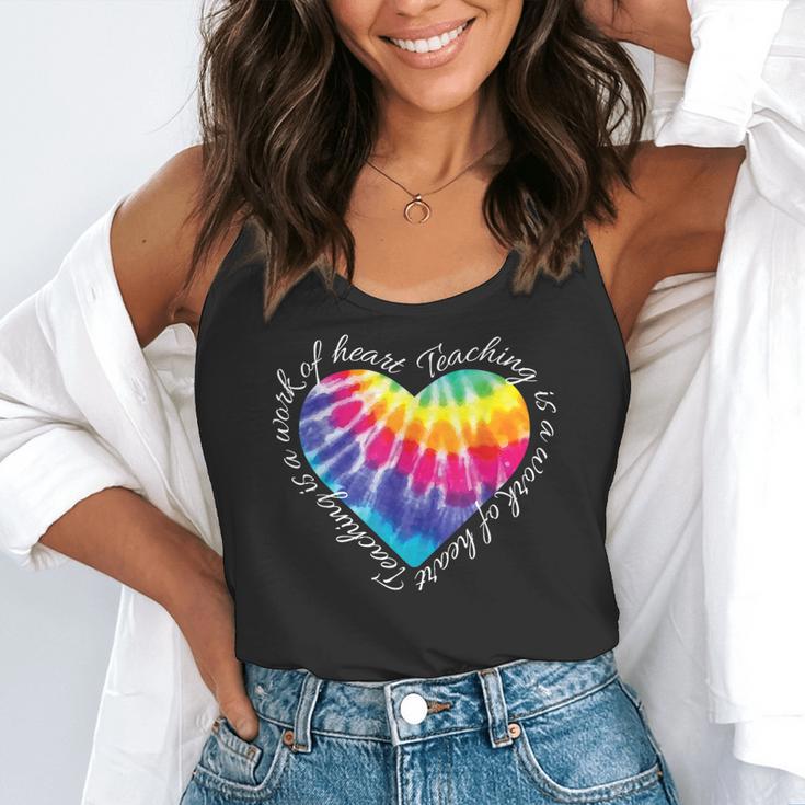 Teaching Is a Work Of Heart Tie Dye Hippie For Teacher For Men Women Girls Kids Flowy Tank, funny gift