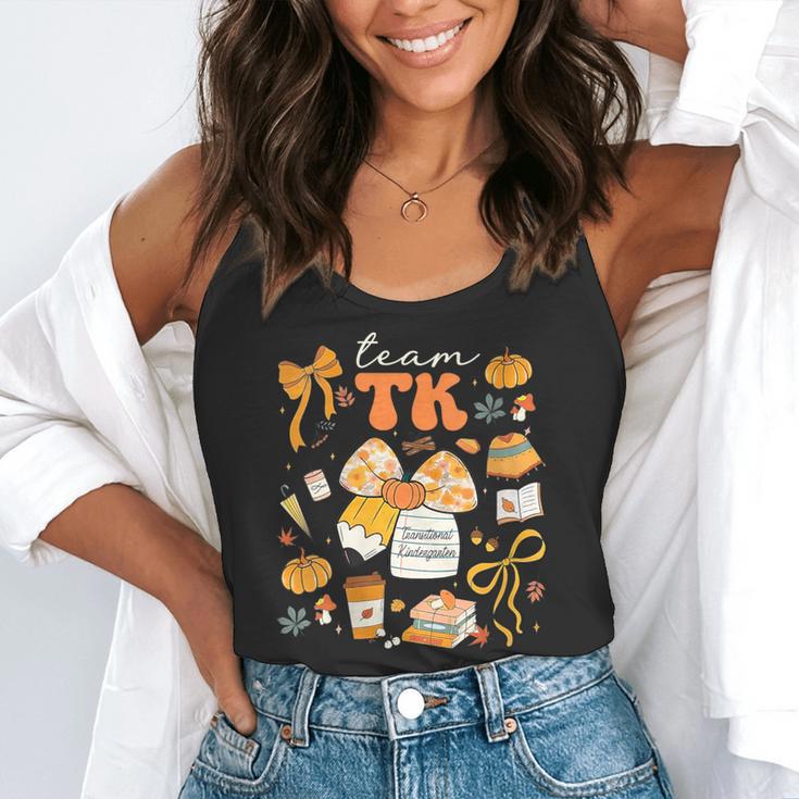 Team TK Crew Preppy Coquette Bow Pumpkin Fall TK Teacher Flowy Tank, funny gift