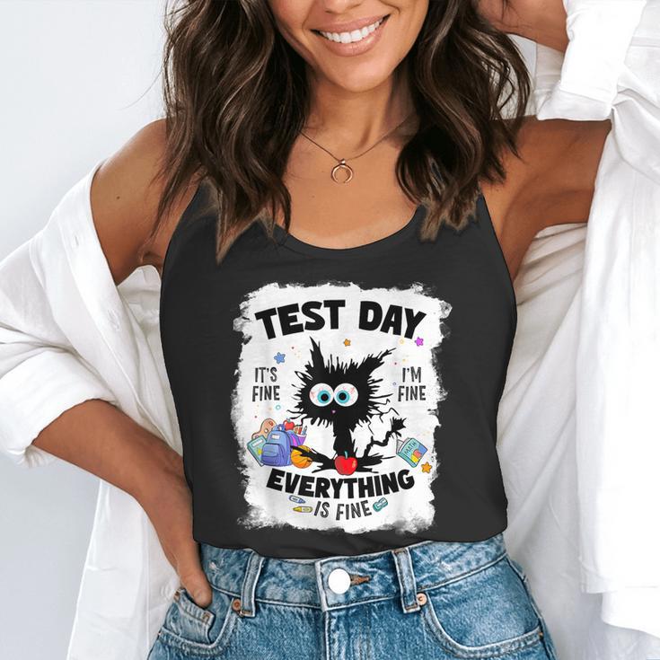 Test Day Stressed Cat Teacher Student Kids Testing Day Flowy Tank, funny gift