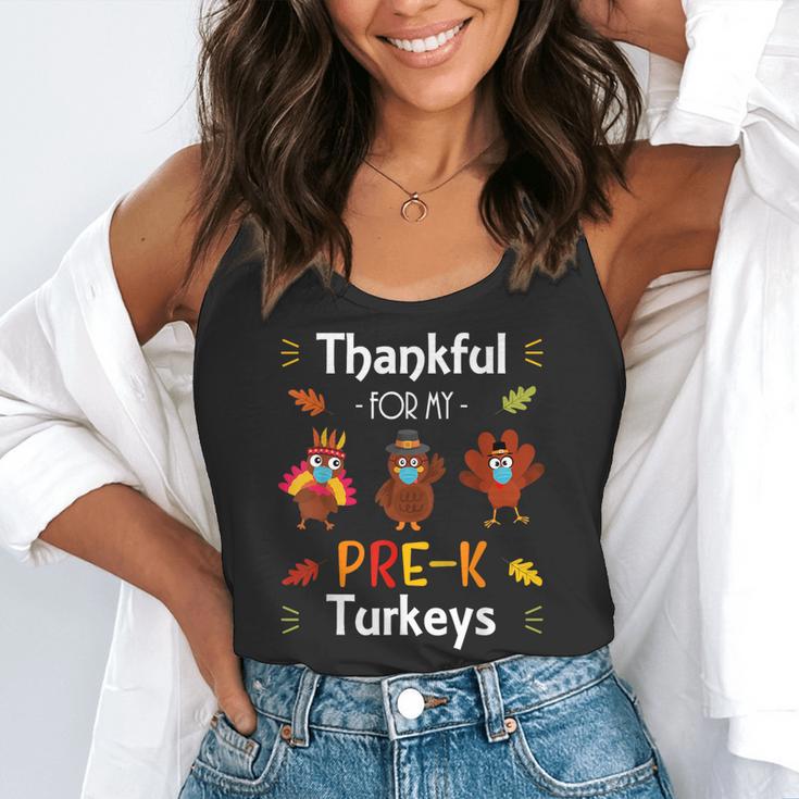 Thankful For My Prek Turkeys In Masks Thanksgiving Teacher For Men Women Flowy Tank, funny gift