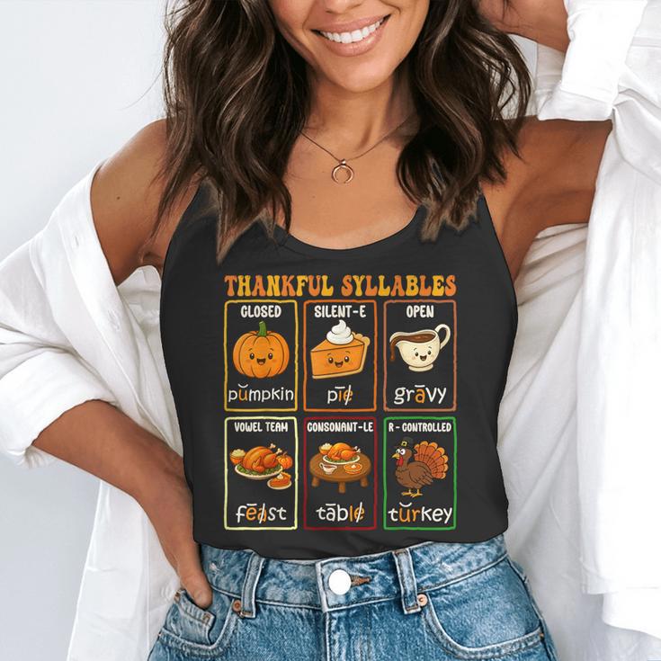 Thankful Syllables Thanksgiving Phonics Reading Teacher Fall Flowy Tank, funny gift Thankful Syllables Thanksgiving Phonics Reading Teacher Fall Flowy Tank, funny gift