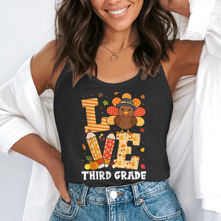 Thanksgiving Love Third Grade Teacher Turkey Autumn Fall Men Women Girls Kids Flowy Tank, funny gift