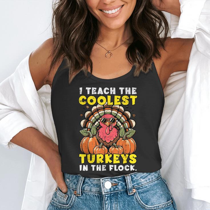 Thanksgiving I Teach Coolest Turkeys Teacher Fall Women Men Flowy Tank, funny gift