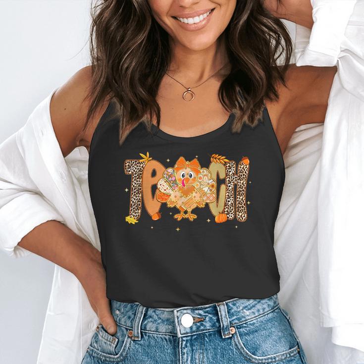 Thanksgiving Turkey Teach Thankful Teacher Girly Bow Women Flowy Tank, funny gift Thanksgiving Turkey Teach Thankful Teacher Girly Bow Women Flowy Tank, funny gift