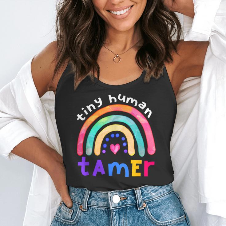 Tiny Human Tamer Watercolor Rainbow Daycare Teacher Flowy Tank, funny gift