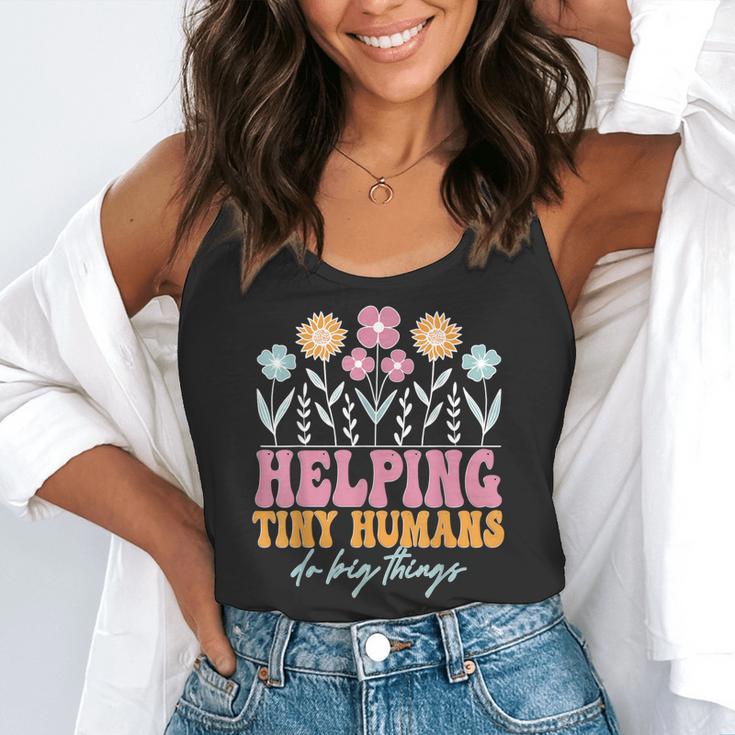 Tiny People Help Do Big Things Nursery Teacher Flowy Tank, funny gift