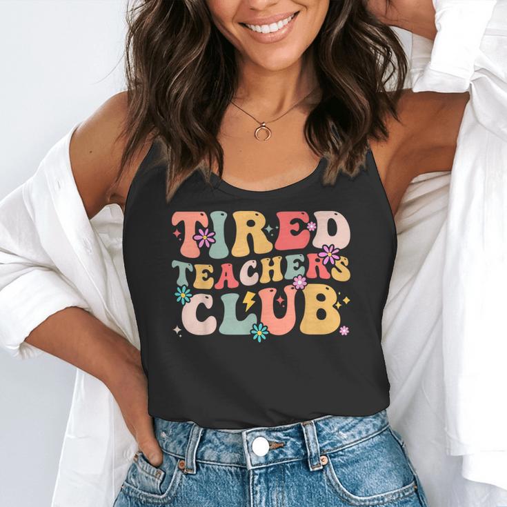 Tired Teachers Club Groovy Teachers Back To School Tee Flowy Tank, funny gift