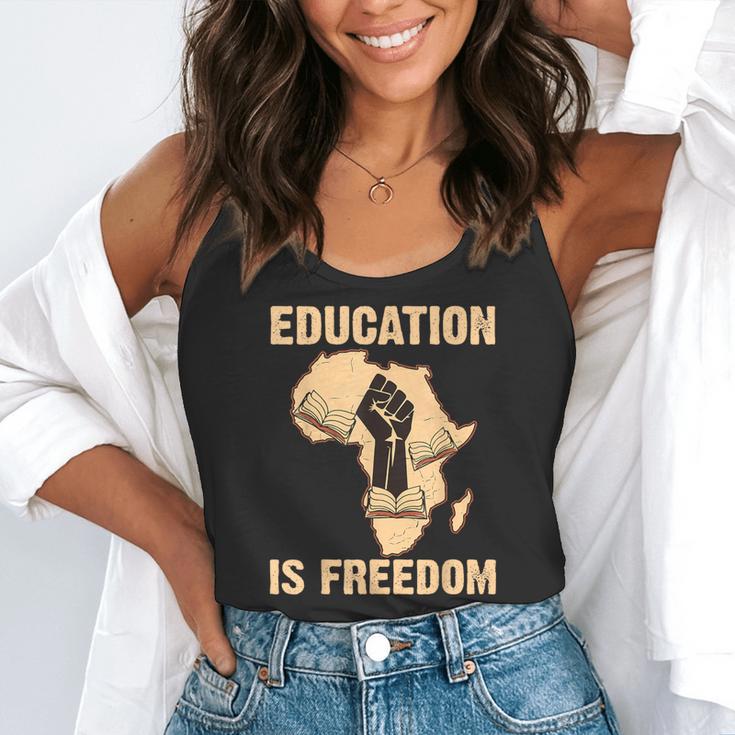 History Education Is Freedom African Map Black Teacher Flowy Tank, funny gift