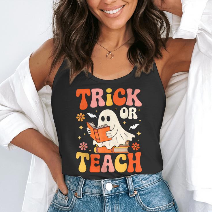 Trick Or Teach Halloween Shirt For Teacher Kids Floral Ghost Flowy Tank, funny gift Trick Or Teach Halloween Shirt For Teacher Kids Floral Ghost Flowy Tank, funny gift