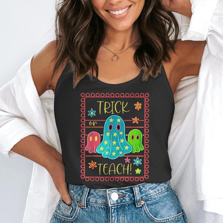 Trick Or Teach Neon Ghost Flower Teacher Spooky Halloween Flowy Tank, funny gift Trick Or Teach Neon Ghost Flower Teacher Spooky Halloween Flowy Tank, funny gift