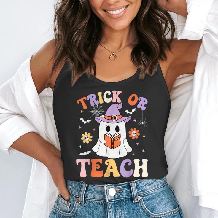 Trick Or Teach Teacher Groovy Ghost Halloween Teacher Flowy Tank, funny gift Trick Or Teach Teacher Groovy Ghost Halloween Teacher Flowy Tank, funny gift