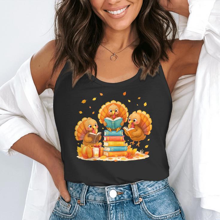 Turkey Read Books Reading Fall Thanksgiving Teacher Flowy Tank, funny gift Turkey Read Books Reading Fall Thanksgiving Teacher Flowy Tank, funny gift
