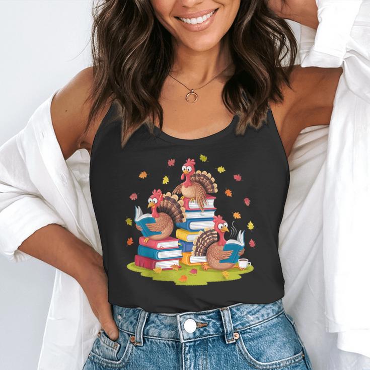 Turkey Reading Books Fall Season Thanksgiving Teacher Book Flowy Tank, funny gift Turkey Reading Books Fall Season Thanksgiving Teacher Book Flowy Tank, funny gift