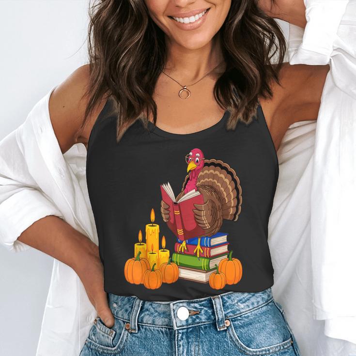 Turkey Reading Books Fall Thanksgiving Teacher Book Flowy Tank, funny gift Turkey Reading Books Fall Thanksgiving Teacher Book Flowy Tank, funny gift