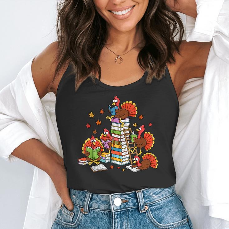 Turkey Reading Books Fall Thanksgiving Teacher Librarian Flowy Tank, funny gift Turkey Reading Books Fall Thanksgiving Teacher Librarian Flowy Tank, funny gift