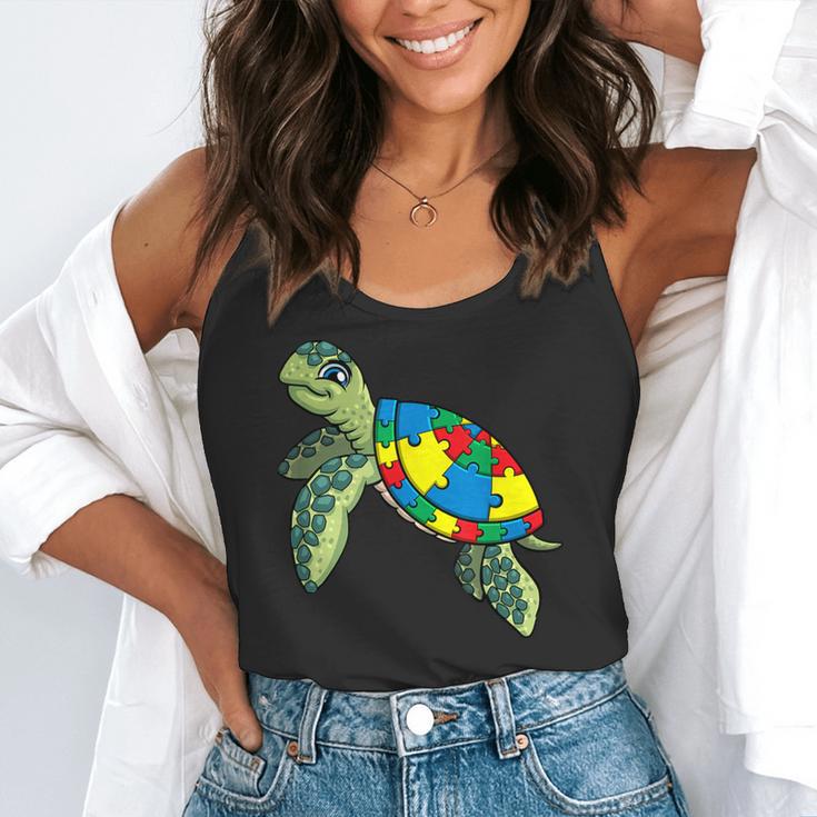 Turtle Puzzle Pieces For Autism Awareness Kids Women Teacher Flowy Tank, funny gift