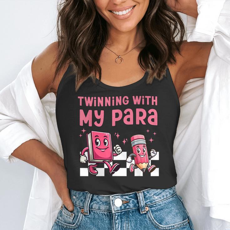 Twinning With My Para Teacher Matching Paraprofessional 70s For Men Women Flowy Tank, funny gift
