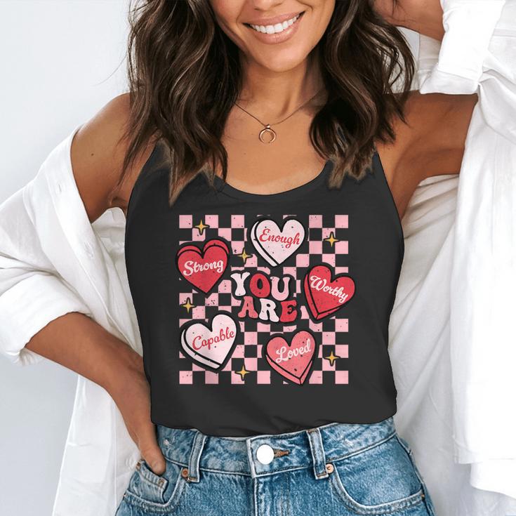 Valentine You Are Loved Worthy Enough Candy Heart Teacher For Men Women Girls Kids Flowy Tank, funny gift