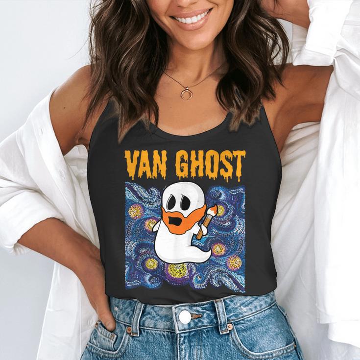 Van Ghost Art Teacher Halloween Van Gogh Starry Night Flowy Tank, funny gift