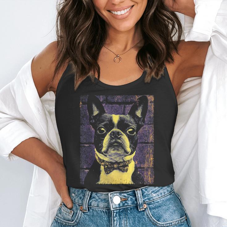 Vintage Boston Terrier Dog Flowy Tank, funny gift